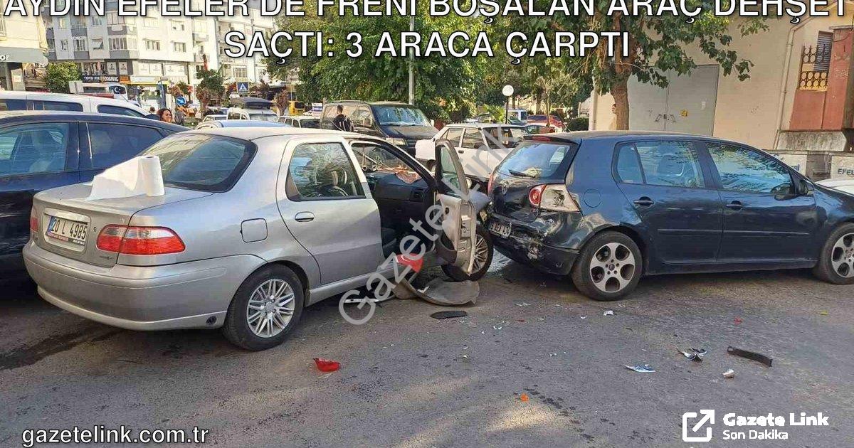 "Aydın Efeler'de Freni Boşalan Araç Dehşet Saçtı: 3 Araca Çarptı" başlıklı haber için fotorealistik,